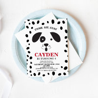 Carton d'invitation d'anniversaire avec chien noir