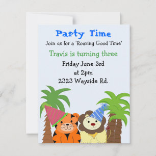 Invitation Carton d'invitation d'anniversaire avec des animau