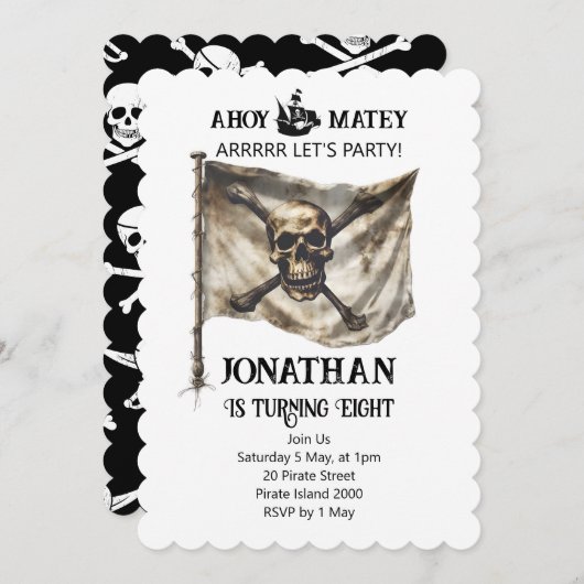 Invitation Carton d'invitation d'anniversaire avec drapeau de (Devant / Derrière)