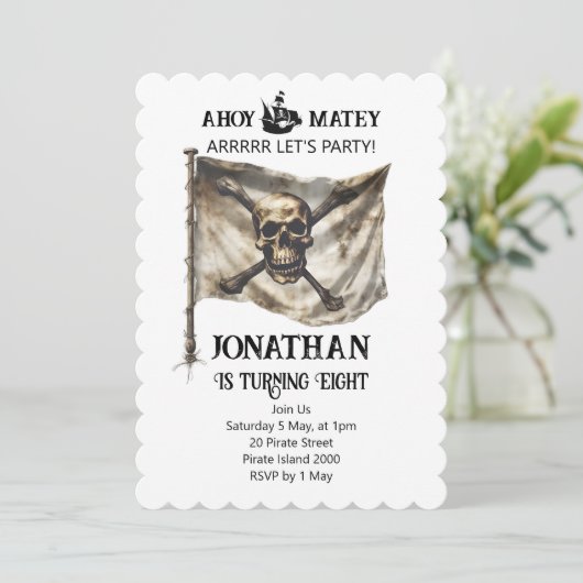 Invitation Carton d'invitation d'anniversaire avec drapeau de (Debout devant)