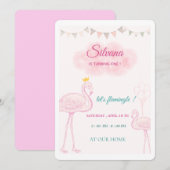 Invitation Carton d'invitation d'anniversaire Boho Flamingo, (Devant / Derrière)