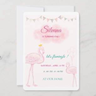 Invitation Carton d'invitation d'anniversaire Boho Flamingo,