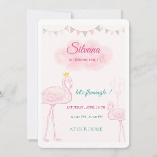 Invitation Carton d'invitation d'anniversaire Boho Flamingo,
