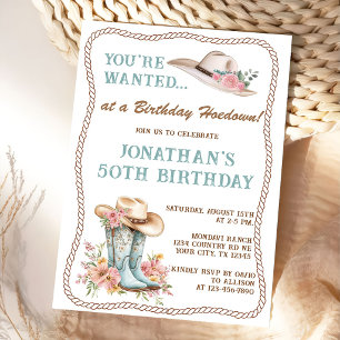 Invitation Carton d'invitation d'anniversaire Bottes et chape