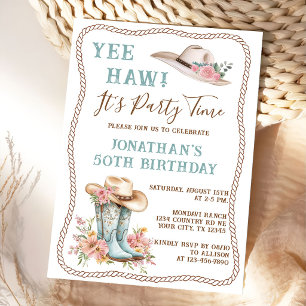 Invitation Carton d'invitation d'anniversaire Bottes et chape