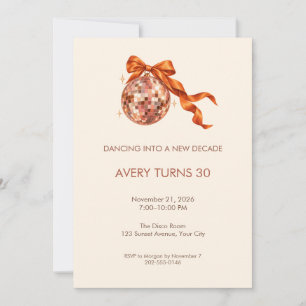 Invitation Carton d'invitation d'anniversaire Boule de disco
