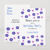 Invitation Carton d'invitation d'anniversaire Boutons et Ruba (Devant / Derrière)