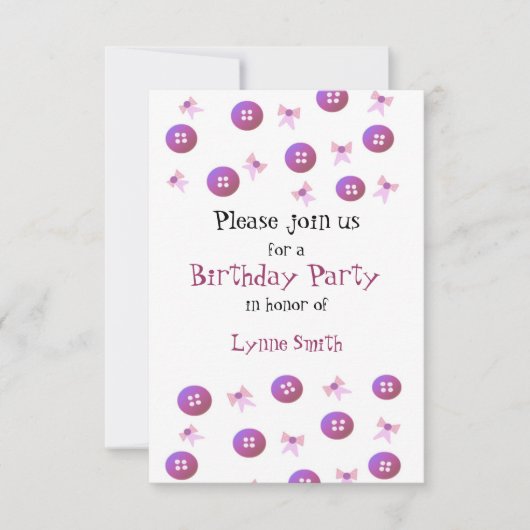 Invitation Carton d'invitation d'anniversaire Boutons et Ruba (Devant)