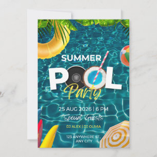 Invitation Carton d'invitation d'anniversaire BRUH Blue Pool
