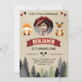 Invitation Carton d'invitation d'anniversaire bûcheron Animau (Devant)