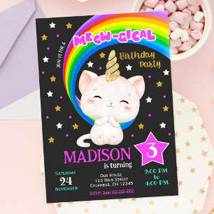 Invitation Carton d'invitation d'anniversaire Caticorn, Arc-e