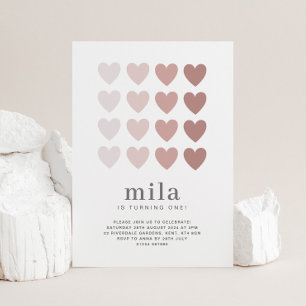 Invitation Carton d'invitation d'anniversaire coeurs ombrés r