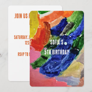 Invitation Carton d'invitation d'anniversaire coloré pour enf