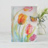 Invitation Carton d'invitation d'anniversaire coloré tulipe e (Debout devant)