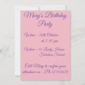 Invitation Carton d'invitation d'anniversaire coloré tulipe e (Dos)