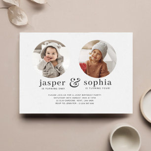 Invitation Carton d'invitation d'anniversaire conjoint avec p