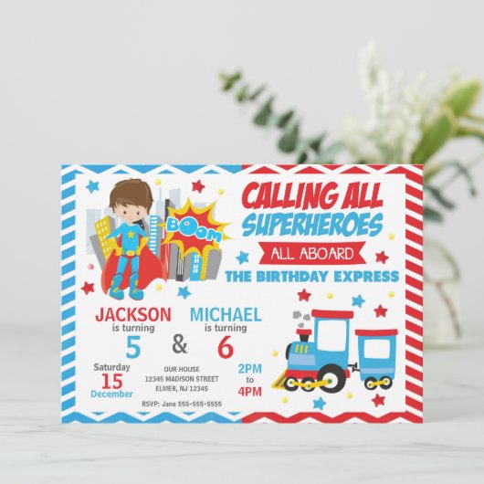 Invitation Carton d'invitation d'anniversaire conjoint Super- (Debout devant)