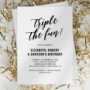 Invitation Carton d'invitation d'anniversaire conjoint Triple