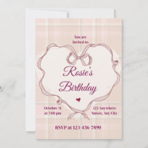 Carton d'invitation d'anniversaire Coquette à ruba