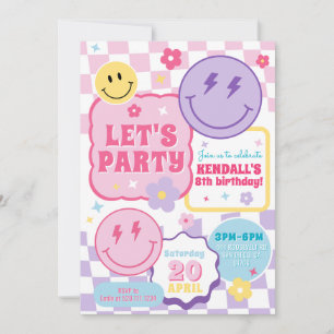 Invitation Carton d'invitation d'anniversaire couleur visage 