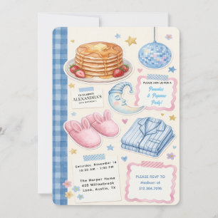 Invitation Carton d'invitation d'anniversaire Crêpes et Pyjam