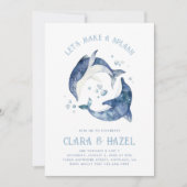 Invitation Carton d'invitation d'anniversaire dauphin à peint (Devant)