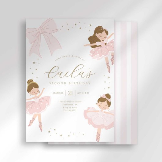 Invitation Carton d'invitation d'anniversaire de ballerine av