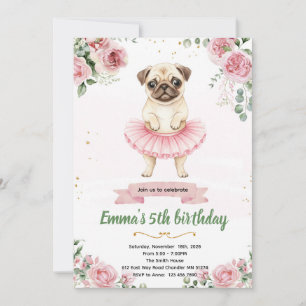 Invitation Carton d'invitation d'anniversaire de Ballerine Ca