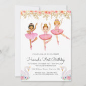 Invitation Carton d'invitation d'anniversaire de ballerine en (Devant)