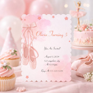 INVITATION CARTON D'INVITATION D'ANNIVERSAIRE DE BALLERINE PO