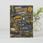 Invitation Carton d'invitation d'anniversaire de construction (Debout devant)