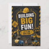 Invitation Carton d'invitation d'anniversaire de construction (Dos)