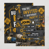 Invitation Carton d'invitation d'anniversaire de construction (Devant / Derrière)