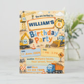 Invitation Carton d'invitation d'anniversaire de construction (Debout devant)