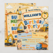 Invitation Carton d'invitation d'anniversaire de construction (Devant / Derrière)
