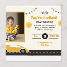 Carton d'invitation d'anniversaire de course de vo