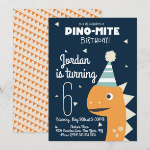 Invitation Carton d'invitation d'anniversaire de dinosaure or