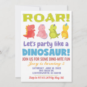 Invitation Carton d'invitation d'anniversaire de dinosaure ru
