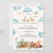 Invitation Carton d'invitation d'anniversaire de dinosaure St (Devant)