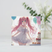 Invitation Carton d'invitation d'anniversaire de fille d'anim (Debout devant)