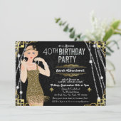 Invitation Carton d'invitation d'anniversaire de fille Flappe (Debout devant)