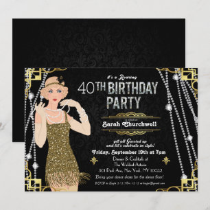 Invitation Carton d'invitation d'anniversaire de fille Flappe