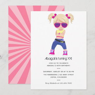Invitation Carton d'invitation d'anniversaire de fille sur le