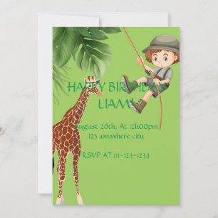 INVITATION CARTON D'INVITATION D'ANNIVERSAIRE DE GIRAFE