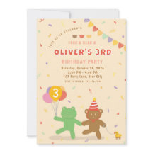 Carton d'invitation d'anniversaire de grenouille e