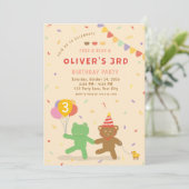 Invitation Carton d'invitation d'anniversaire de grenouille e (Debout devant)