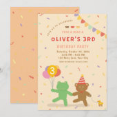 Invitation Carton d'invitation d'anniversaire de grenouille e (Devant / Derrière)