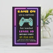 Invitation Carton d'invitation d'anniversaire de jeu vidéo né (Debout devant)