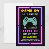 Invitation Carton d'invitation d'anniversaire de jeu vidéo né (Devant / Derrière)
