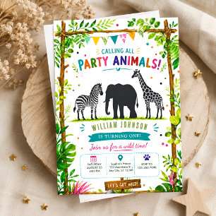 Invitation Carton d'invitation d'anniversaire de la jungle tr
